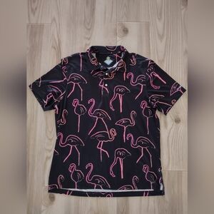 Chubbies Black and Pink Flamingo Polo Shirt